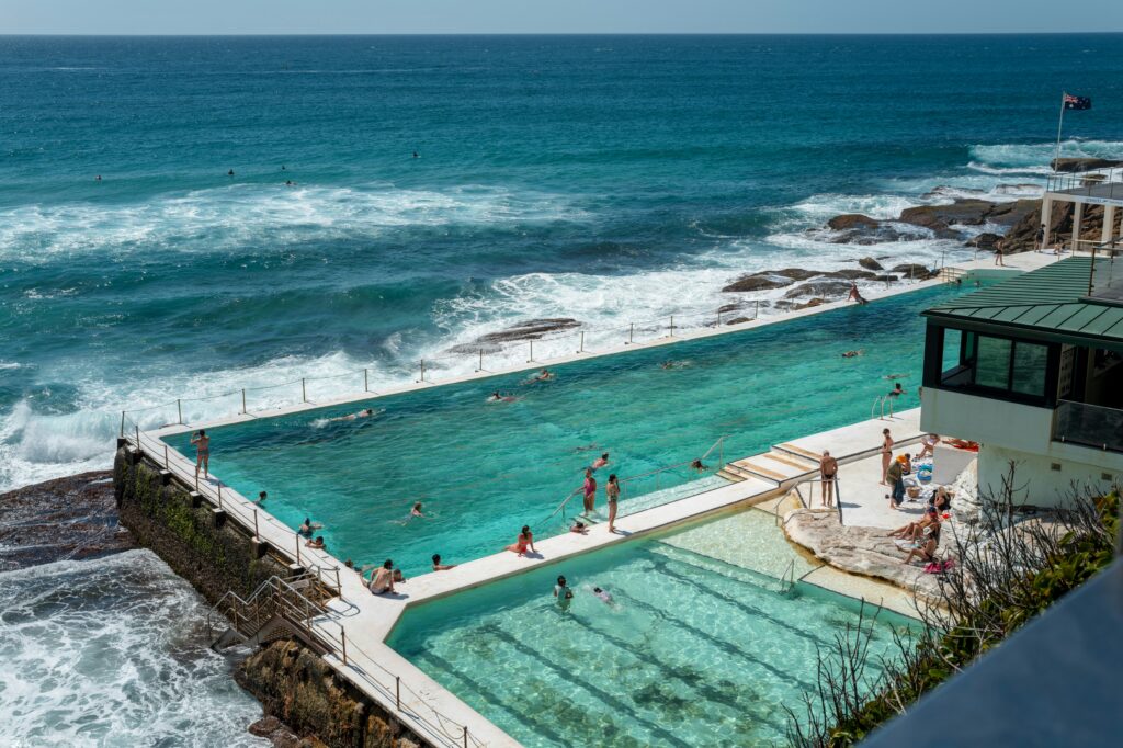 A sunny summer day at the Bondi Icebergs pool.